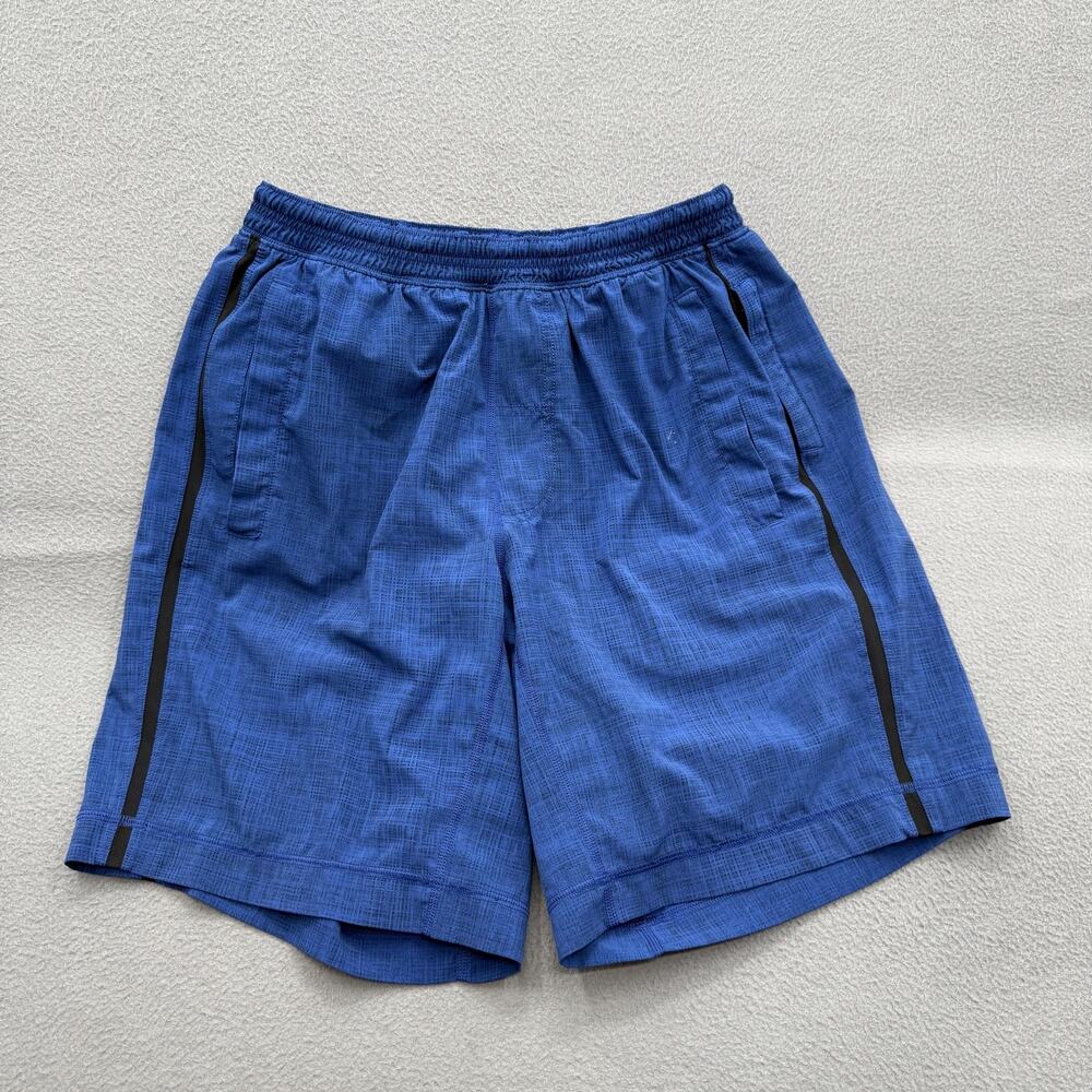 Lululemon Shorts‎ Mens Medium Blue Geometric Lined Running Training Gym Pockets
